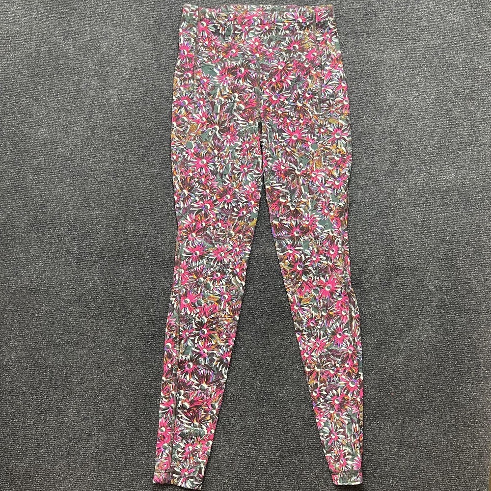 Lululemon Leggings Womens 4 Multicolor Floral Ankle Yoga Gym Athletic Pockets